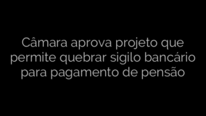 ​Câmara aprova projeto que permite quebrar sigilo bancário para pagamento de pensão 